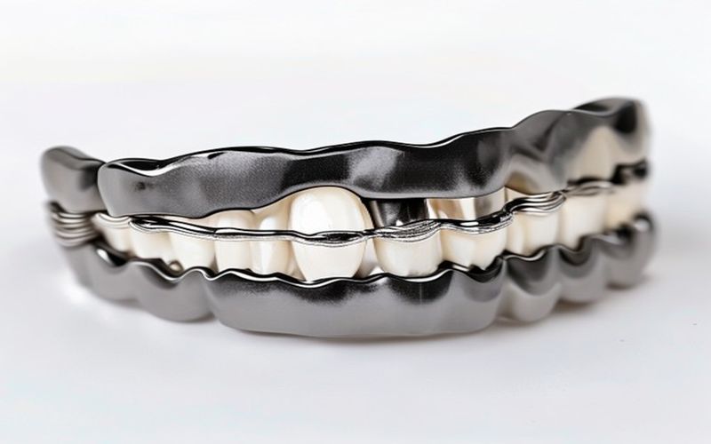 入れ歯の金具が黒ずんでいる様子