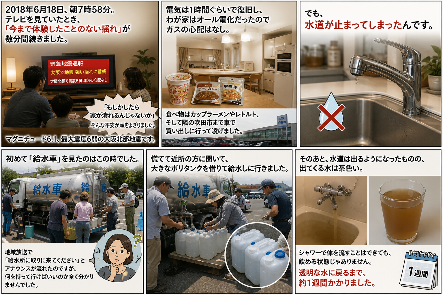 2018年6月18日朝7時58分、大阪北部地震で揺れる家と陶器が割れた部屋の体験