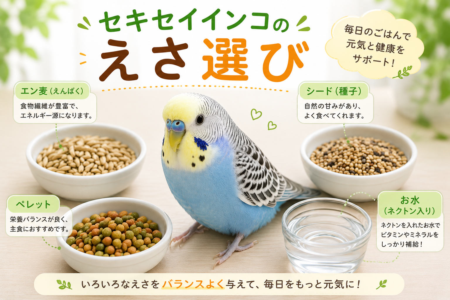 セキセイインコのえさえらび